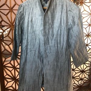 Silver metallic buttonless coat from Eileen Fisher